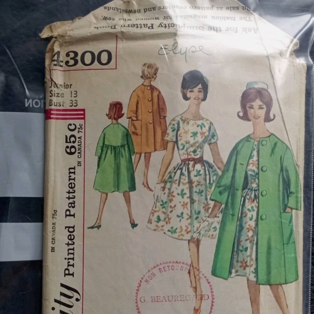 Simplicity Sewing Pattern 4300 Teen & Junior Girl One Piece Size 13 Vtg 1950